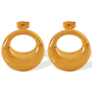 ต่างหูแบบมินิมอลทรงโอ ดีไซน์เรขาคณิต สีทอง สำหรับผู้หญิง เหมาะเป็นของขวัญ - Product Image 5