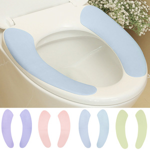 Funda de asiento de inodoro de color sólido, cortable, morada, con adhesivo electrostático, lavable, reutilizable, de poliéster, para uso en el baño. - Product Image 2
