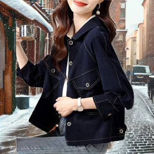 เสื้อแจ็คเก็ตยีนส์ผู้หญิง SPOFOR ผ้าฝ้าย 100% สวมใส่สบาย กันลม อุ่น บุใยสำหรับฤดูหนาว - Product Image 2