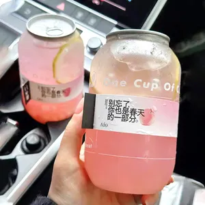 Custom Logo Clear Plastic Cans For Milk Tea Or Juice With Lid PET Can Bubble Tea Cup