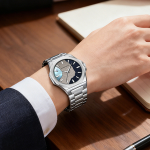 Reloj de pulsera de cuarzo minimalista para hombre, de la marca HANNAH MARTIN, con esfera ultrafina, en caja de regalo, ideal para negocios. - Product Image 2