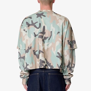 T-shirt camouflage double couche pour homme 2026 Nouveau modèle oversize à manches longues Streetwear Service OEM ODM personnalisé - Product Image 3