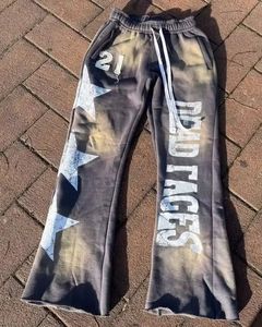 Oem New Fashion Streetwear Screen Printing Acid Wash Sweatsuit Distressed Embroidered Sweatpants And Hoodie <b>Sets</b> For Men - Product Image 1
