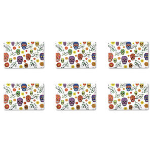 Tovagliette Excelsa Calavera 43,5x28,5 cm, in plastica multicolore lavabile, per uso domestico, con stampa floreale bohémien, set da 6 - Product Image 3