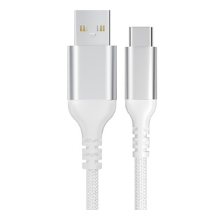 สาย USB A TO Type C 3A ชาร์จเร็ว480Mbps ซิงค์ข้อมูลผ้าฝ้ายอะลูมิเนียมสายชาร์จ USB C แบบถัก<span class=keywords><strong>10000</strong></span>โค้งสำหรับสมาร์ทโฟน - Product Image 1