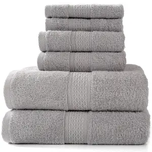 Ensemble de 3 serviettes personnalisées avec logo, 100 % coton, luxe, qualité hôtelière 5 étoiles, serviettes de toilette et de bain 100 % coton, vente en gros à prix réduit - Product Image 2