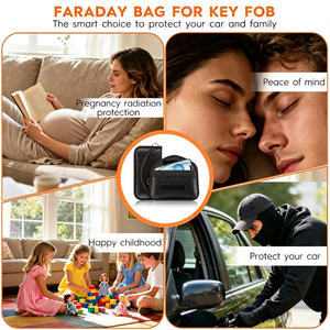 Sac Faraday Lanpard en fibre de carbone de grande taille pour téléphone, <span class=keywords><strong>clé</strong></span> de <span class=keywords><strong>voiture</strong></span>, pochette de blocage du signal, bloque <span class=keywords><strong>RFID</strong></span> NFC WiFi GSM Bluetooth avec fermeture éclair - Product Image 6