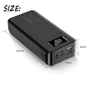 LED Digital Black Power Bank Fast Charging Real Capacity Dual USB Outputs With Interface/Type c USB Input