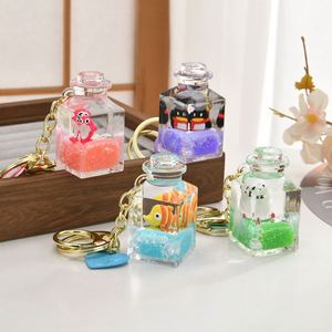 Porte-clés à liquide en mouvement, motif vie marine mignonne, bouteille de sable mouvant, pour sacs et voitures, breloque, pendentif, cadeaux - Product Image 1