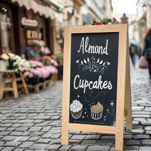 Tablero de sándwich de madera <span class=keywords><strong>para</strong></span> exteriores, <span class=keywords><strong>caballete</strong></span> de pizarra <span class=keywords><strong>para</strong></span> restaurante, tienda, publicidad, marco de doble cara, letrero de pizarra - Product Image 3