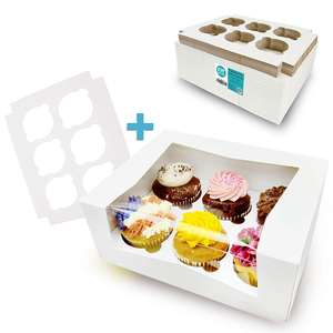 Caja para cupcakes, contenedor con 12 agujeros, venta al por mayor, con impresión de logotipo personalizado - Product Image 3
