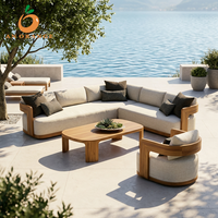 Ensemble de canapés de jardin en teck moderne, mobilier de jardin durable en bois pour hôtel, villa, cour, ensemble de meubles de jardin