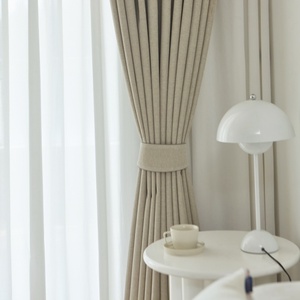 Personnalisé 100% occultant lourd PVC laminé salon rideau nouveau Style plaine neige Chenille Plaid lin tissu tissé - Product Image 3