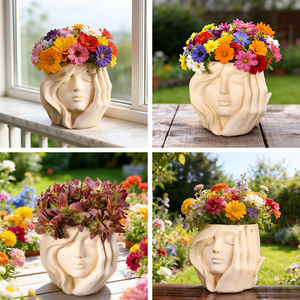 <span class=keywords><strong>Pot</strong></span> de fleurs <span class=keywords><strong>en</strong></span> résine <span class=keywords><strong>en</strong></span> forme de tête de femme artistique nordique, pour plantes succulentes, décoration de jardin intérieur et extérieur - Product Image 5