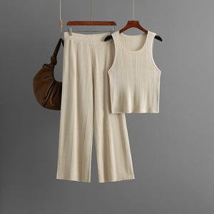 Camisole Fashion Suit Summer New Inner <strong>Wear</strong> Women's Sleeveless Top Knitted Two-Piece - Product Image 4