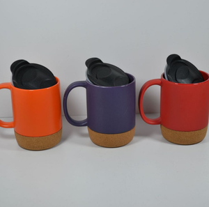 Bulk Matte <b>Ceramic</b> <b>Mug</b> with Cork Base & Plastic <b>Lid</b>, Custom Logo Promotional Coffee Cup <b>for</b> Corporate Gift Hotel Office - Product Image 6