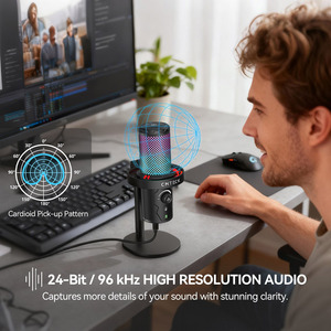 Microphone à condensateur pour jeux CMTECK XM560 24 bits/96 kHz USB Type-C avec réduction de bruit, éclairage RVB, utilisation sur ordinateur de bureau - Product Image 2