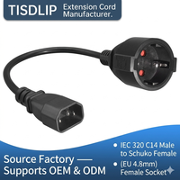 Câble d'extension AC de haute qualité 10A 16A 250V C14 vers prise Euro CEE, usage industriel intensif intérieur et extérieur