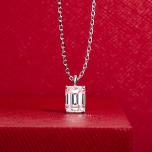 Collier pendentif en moissanite, 1-2 carats, couleur D et sans défaut, chaîne en argent sterling réglable 40+2+3 mm - Product Image 2