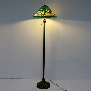 LongHuiJing Tiffany 16-Inch Stained Glass LED Traditional Standing Floor <b>Lamp</b> E26/E27 <b>Base</b> Adjustable Height for Home Decoration - Product Image 2