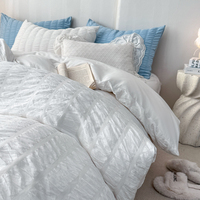 Parure de lit style princesse effet bulle, 100% microfibre, housse de couette, couleurs Seersucker disponibles