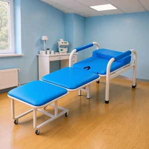 Hospital Chair <b>Bed</b> Combo S002L Blue Artificial Leather Portable Reclining For Hospital Care And Home Use - Product Image 3