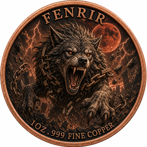 Pièce commémorative 3D en cuivre fin .999 de 1 once, motif <span class=keywords><strong>Loup</strong></span> Fenrir de <span class=keywords><strong>la</strong></span> mythologie nordique, design antique de collection, décoration <span class=keywords><strong>et</strong></span> cadeau - Product Image 1