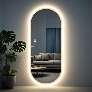 Miroir complet à LED Miroir de grande taille ovale rétroéclairé intelligent avec lumière LED Décoration intérieure murale Luminosité moderne réglable - Product Image 1
