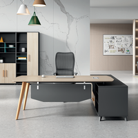 Scrivania Direzionale Moderna di Alta Qualità a Forma di L, Tavolo da Lavoro per Manager e Dirigenti, Arredo Ufficio con Armadietto Portadocumenti