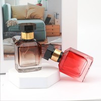 Botella de Perfume de Vidrio de Color Degradado de Alta Gama de 30 ml, Botella de Spray Cosmética Vacía Portátil, Cartón para Recargas, Impresión por Estampado