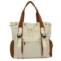 Sac d'école pour étudiant, grande capacité, bloc de couleur, fermeture éclair, trois bretelles, simple, sac à bandoulière décontracté pour le week-end, sac à main, sac de voyage