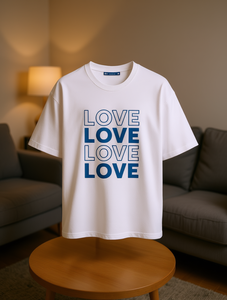 T-Shirt Unisex con Grafica Love, Bianca, Collo Tondo, Manica Corta, Puro Cotone, Lavabile in Lavatrice, Per Tutte le Stagioni, Abbigliamento Casual, Taglie S-XXXXL, Messico - Product Image 2