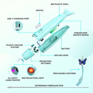 BSCI Factory recargable 5 Patrones de láser LED gato juguete interactivo con luz UV retráctil Teaser gato varita juguete Kits - Product Image 3