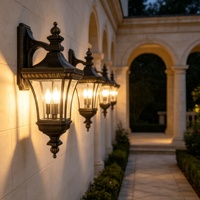 Lampe murale européenne en aluminium LED de luxe personnalisée en usine, étanche IP65, E14*3, rétro, pour hôtel, couloir, balcon, jardin