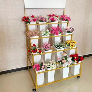 Expositor de Flores, Soporte de Esquina para Flores en Floristería, Expositor de Flores de Hierro Forjado Escalonado de Varias Capas - Product Image 5