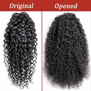 Queue de cheval en cheveux indiens vierges Remy, lisses et soyeux, avec cordon de serrage, postiche à clipser pour femmes noires - Product Image 2