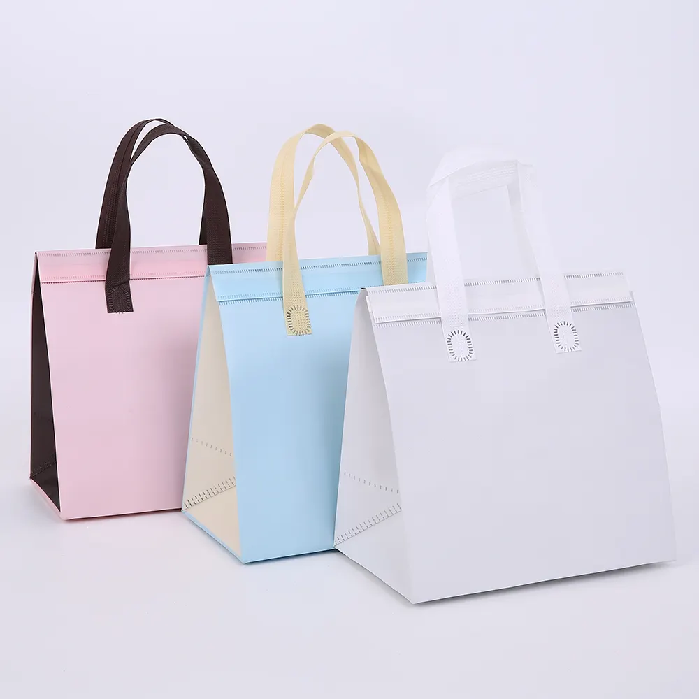 Custom Logo Reusable PP Non-Woven Thermal Insulation Portable Food Delivery Lunch Bag Or Catering Takeaway Cooler Bag