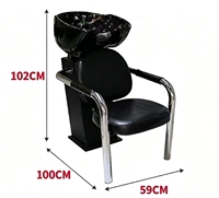 Fauteuil de lavage portable noir avec fonctions de massage, utilisation polyvalente, en cuir synthétique, pour salon de coiffure, salle de bain, atelier, barbier