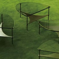Table basse en verre trempé et acier inoxydable de luxe, design industriel, haute qualité, pour la maison et la salle à manger (vente en gros)