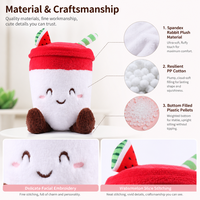 Peluche Super Douce 100% Polyester, Poupée en Forme de Tasse Brodé Motif Crème Glacée, Jouet Anti-Stress 30cm, Thème Babywolf pour Fête d'Anniversaire