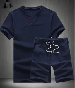 Liu Ming Hot Selling Arrivals 2025 Summer Men Casual Cotton Linen Suits Chinese Style Short Sleeve <strong>T</strong> <strong>Shirts</strong> Shorts Set - Product Image 6