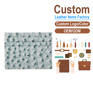 Ostrich-Embossed PU Leather Card Holder, OEM/ODM Custom Factory, Slim Multi-Slot Card <b>Purse</b> - Product Image 2