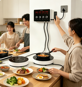 Table de cuisson à induction 6000W à 4 zones séparées, commande tactile, plaque de cuisson amovible ronde - Product Image 4
