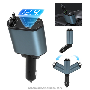 CT07-2Retractable Charger Car 4 in 1 Fast Car Charging Travel Essentials Charger Women Men for Gift Hon-da Accessories Adapter