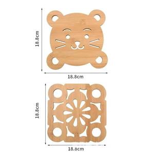 Creative wooden heat-resistant <b>table</b> mat, heat-proof and anti-scalding mat, household bowl mat, <b>placemat</b>, cartoon wooden pot - Product Image 4