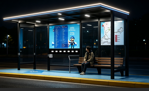 Abri de bus préfabriqué éclairé avec panneau solaire sur le toit et port de recharge, station d'attente pour passagers de bus - Product Image 3