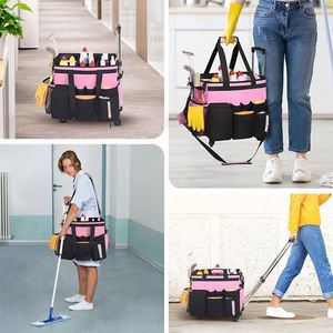 Custom High Grade Waterproof <b>Canvas</b> Picnic <b>Rolling</b> Car Cleaning Caddy Bag Wheels With Detachable Trolley - Product Image 6