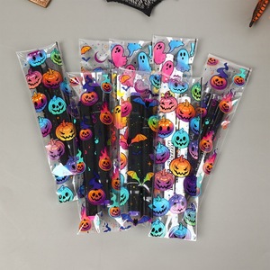 Sacs à friandises transparents irisés pour Halloween, motif chauve-souris, longs emballages en plastique pour <span class=keywords><strong>bonbons</strong></span>, sucettes et biscuits, pour les cadeaux de fête d'Halloween pour enfants - Product Image 6