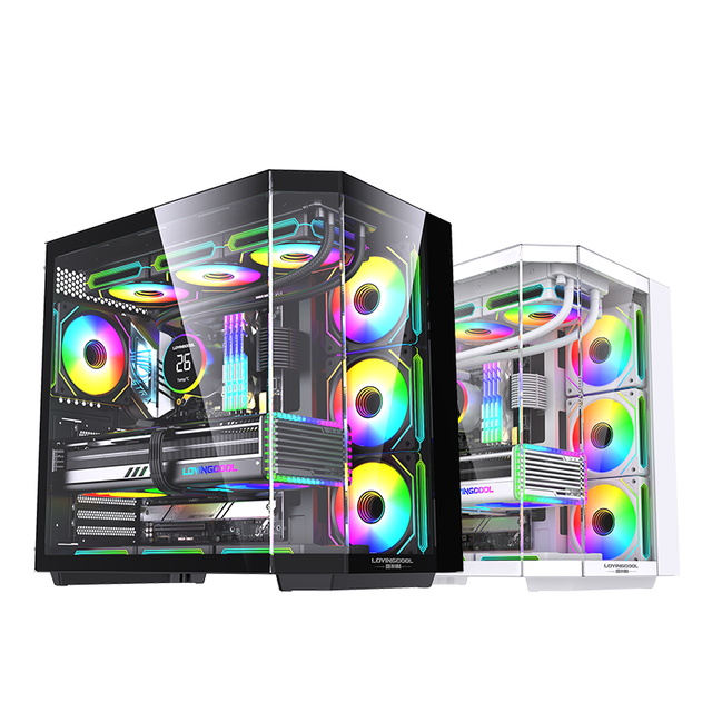 LOVINGCOOL OEM ODM Double Sided Panoramic Tempered Glass Panel PC Case Mid Tower ATX E-sports Desktop Gaming Computer Chassis