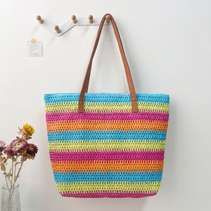 New Eco-Friendly Raffia Straw Handmade Women Versatile Crochet Woven <b>Bags</b> Shoulder Mommy Beach <b>Tote</b> <b>Bag</b> for Autumn - Product Image 6